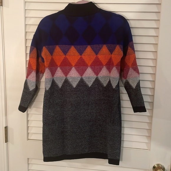 Chloé Multicolor Pullover Knitted Argyle Diamond Ribbed Neckline Sweater - Picture 6 of 7